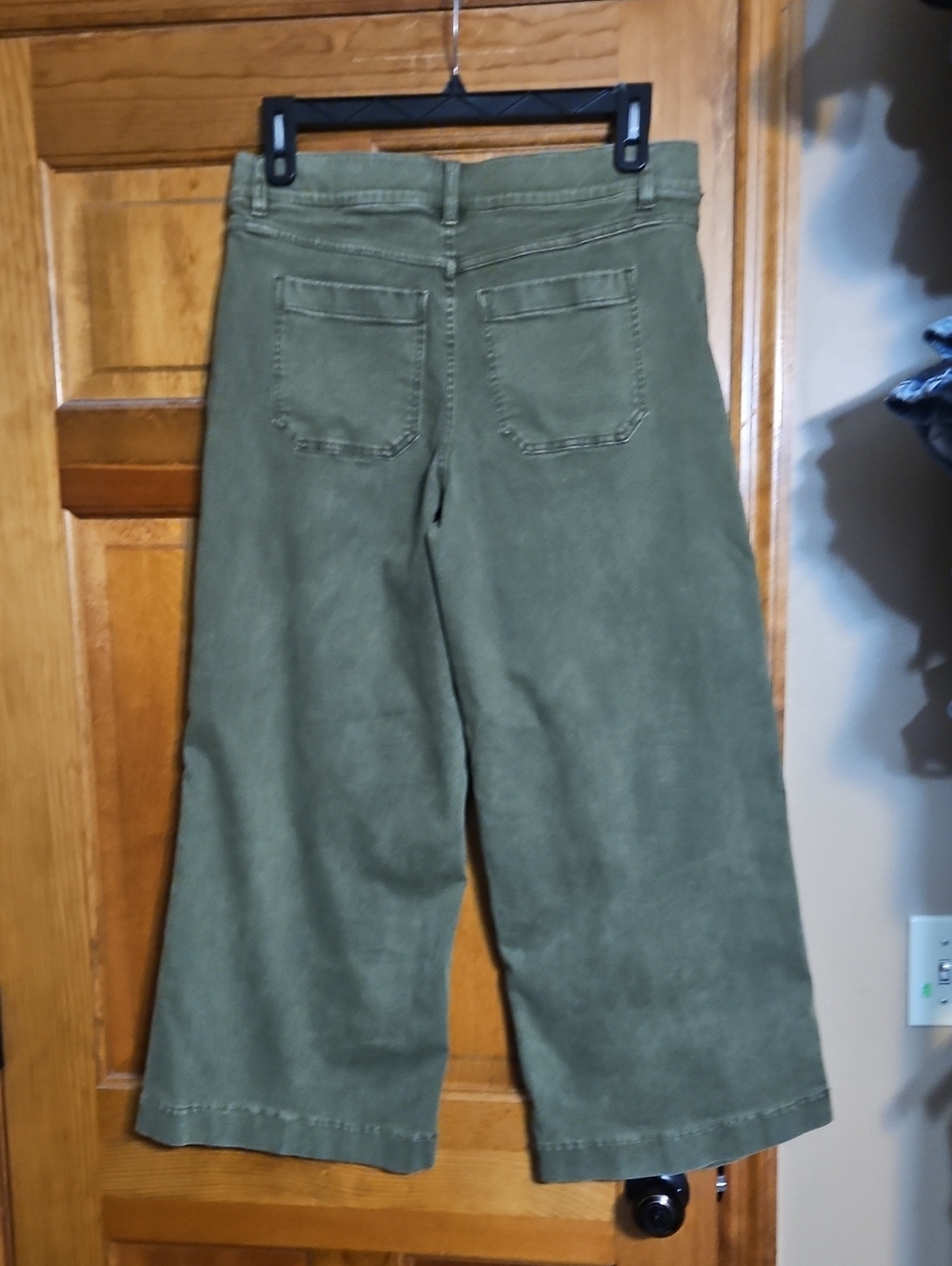 Spanx High-Rise Wide-Leg Crop Jeans in Olive - Picture 4 of 7